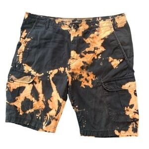 Vtg Y2K Calvin Klein Custom Acid Wash Black Cargo Shorts 36 Grunge Streetwear